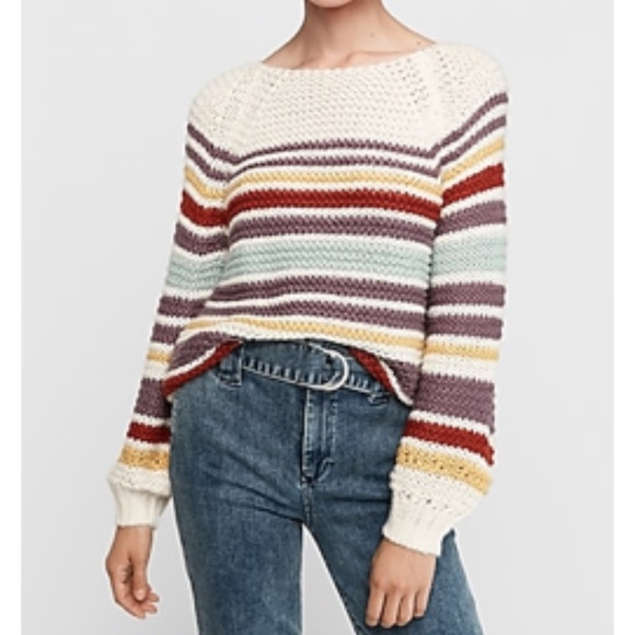 Express Sweaters - NWT Express Striped Balloon Sleeve Sweater